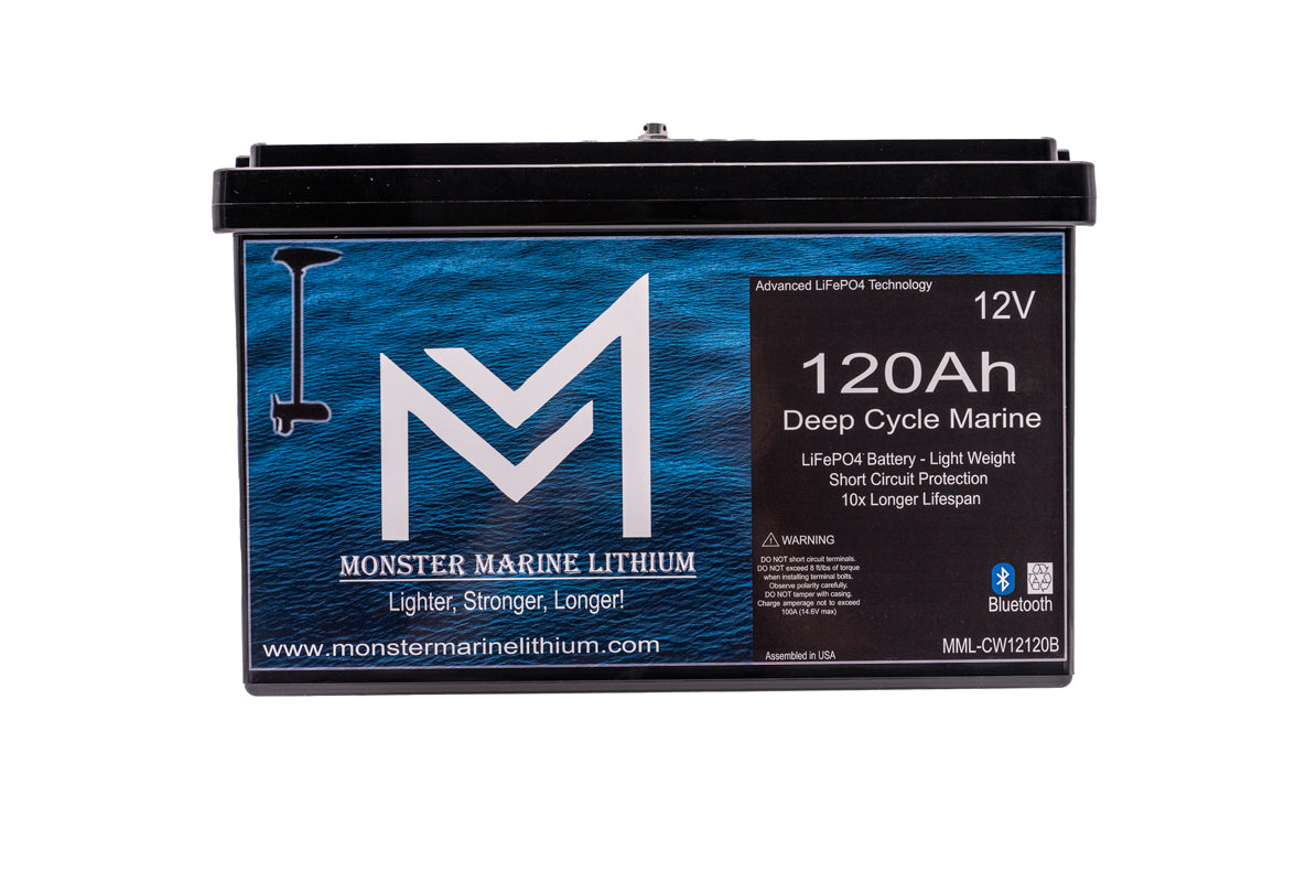 12V 120Ah Bluetooth Lithium Deep Cycle Marine Battery MML-12120b (w/ b –  Monster Marine Lithium