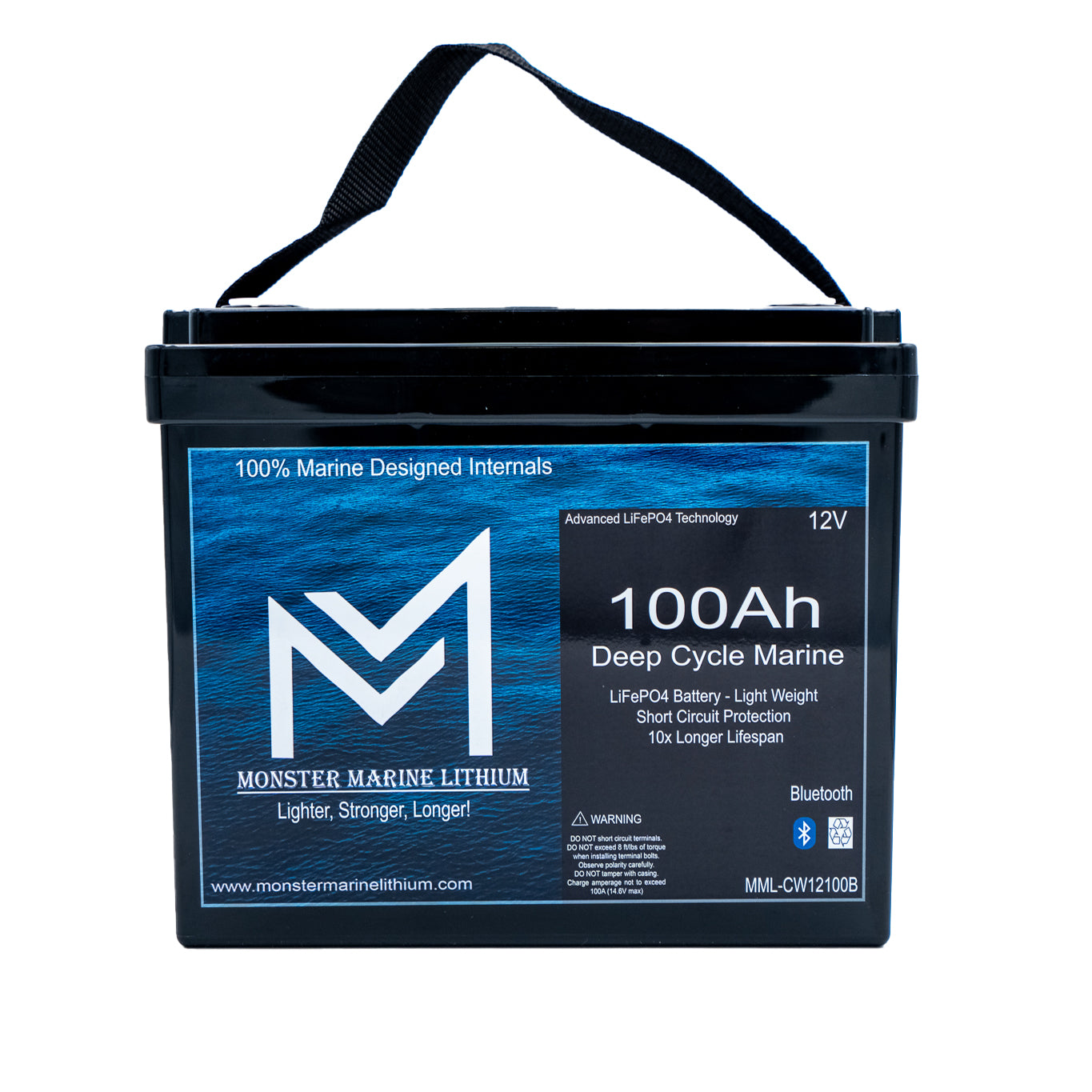 thumbnail image 2 of FLLYPOWER 12V 100AH LiFePO4 Lithium Battery With BMS - 6000 Deep Cycles For Marine RV Trolling Motor Solar 2 of 3