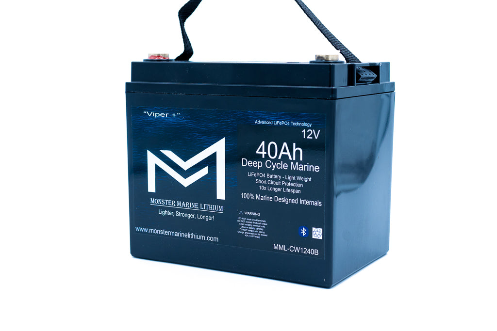 12v 40Ah Deep Cycle  Lithium Marine Battery "Viper" -  Bluetooth - MML-CW1240B