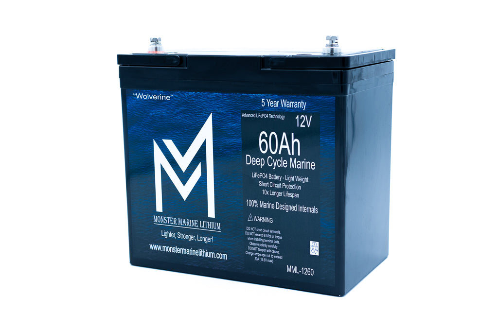 12v 60Ah Deep Cycle Lithium Marine Battery "Wolverine" - MML-1260