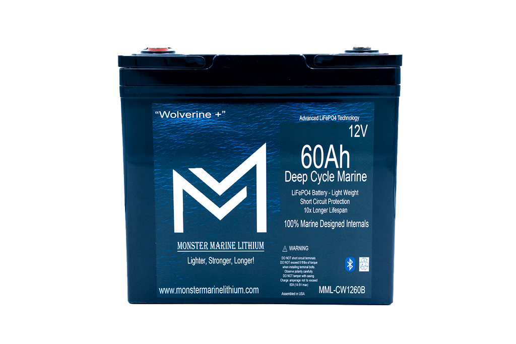 12v 60Ah Deep Cycle Lithium Marine Battery "Wolverine" - Bluetooth - MML-1260B