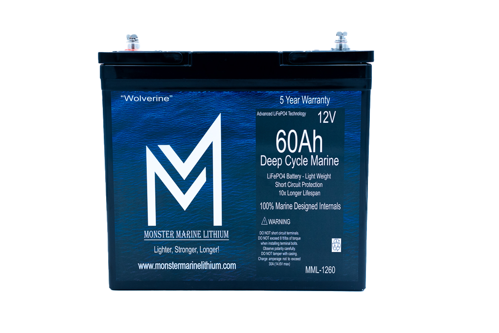 12v 60Ah Deep Cycle Lithium Marine Battery "Wolverine" - MML-1260