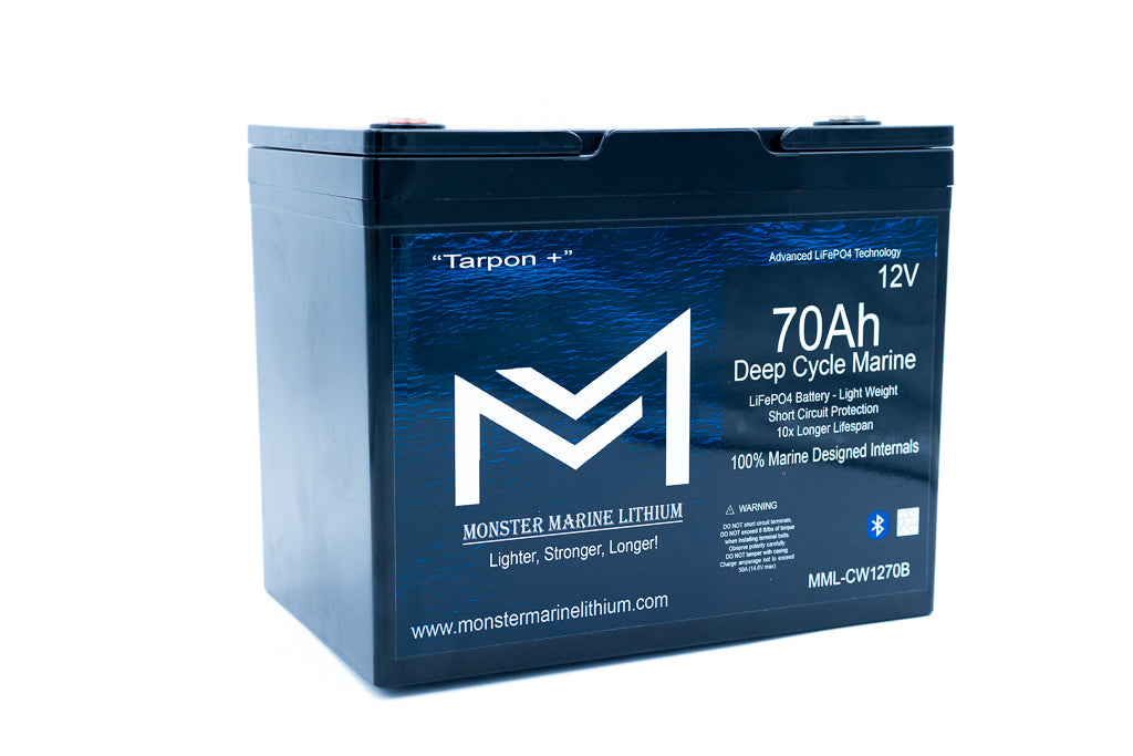 12v 70Ah Deep Cycle Lithium Marine Battery "Tarpon" Bluetooth