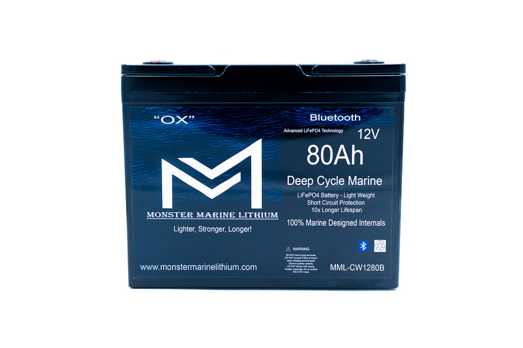 12v 80Ah Bluetooth Deep Cycle Lithium Marine Battery