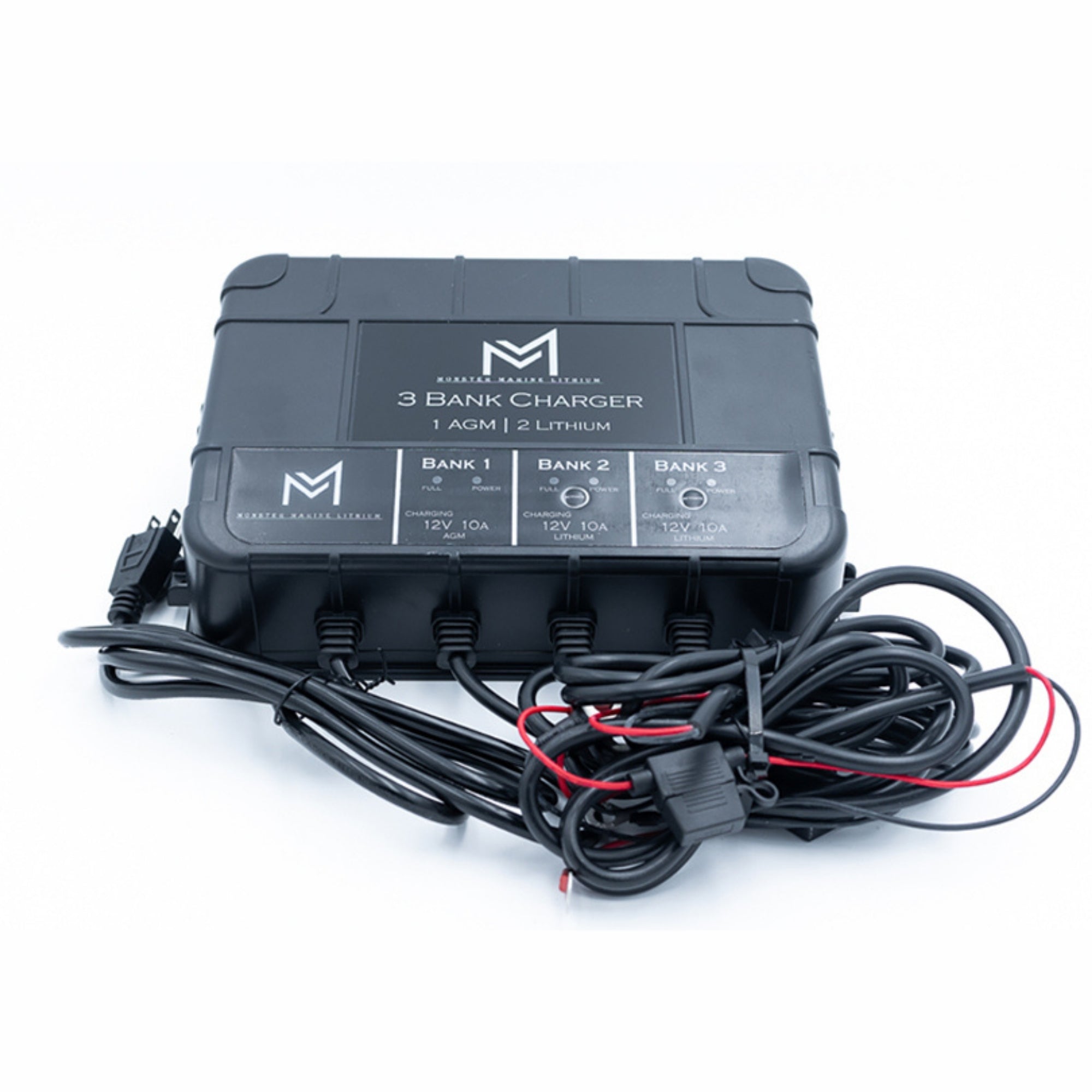3 BANK LITHIUM CHARGER - PLASTIC - (1) 12V AGM 10AH - (2) 12V 10AH