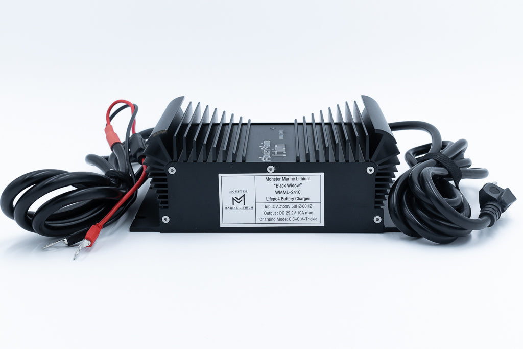 BLACK WIDOW 24V 10A Waterproof Lithium Battery Charger