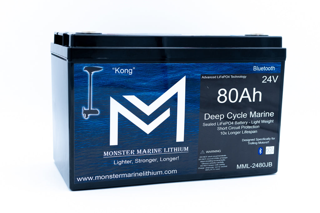24V 80Ah Lithium Bluetooth Marine Trolling Battery "Kong"
