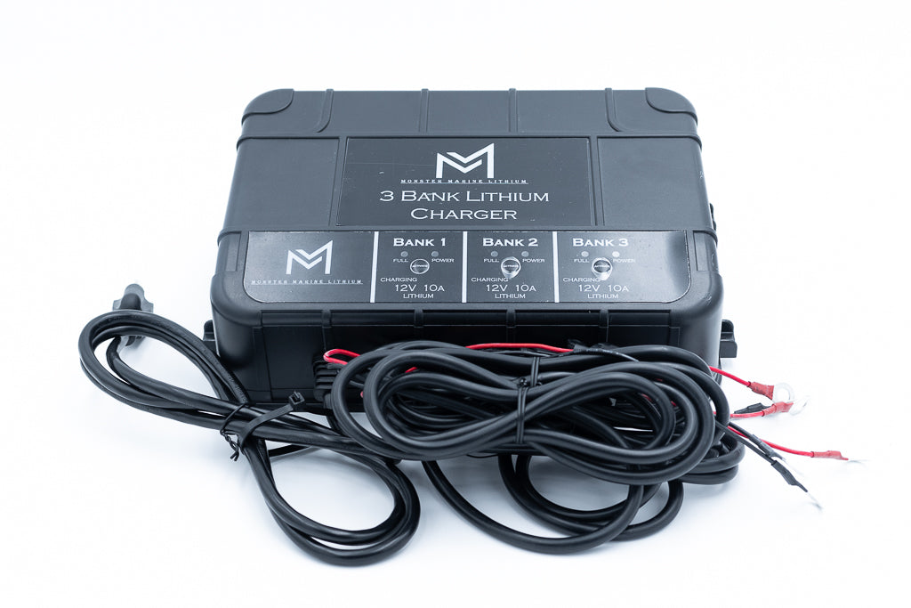 3 Bank Lithium Marine Waterproof Battery Charger Monster Marine Lithium