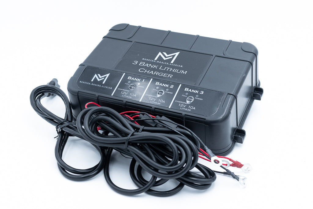 3 Bank Lithium Marine Waterproof Battery Charger