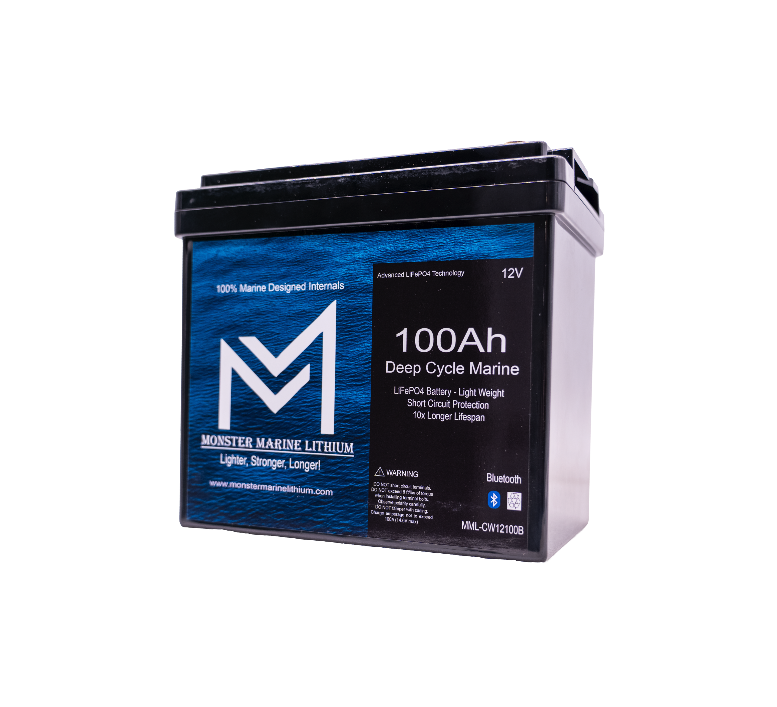 12v 100Ah Compact Bluetooth Deep Cycle Lithium Marine Battery Group 24