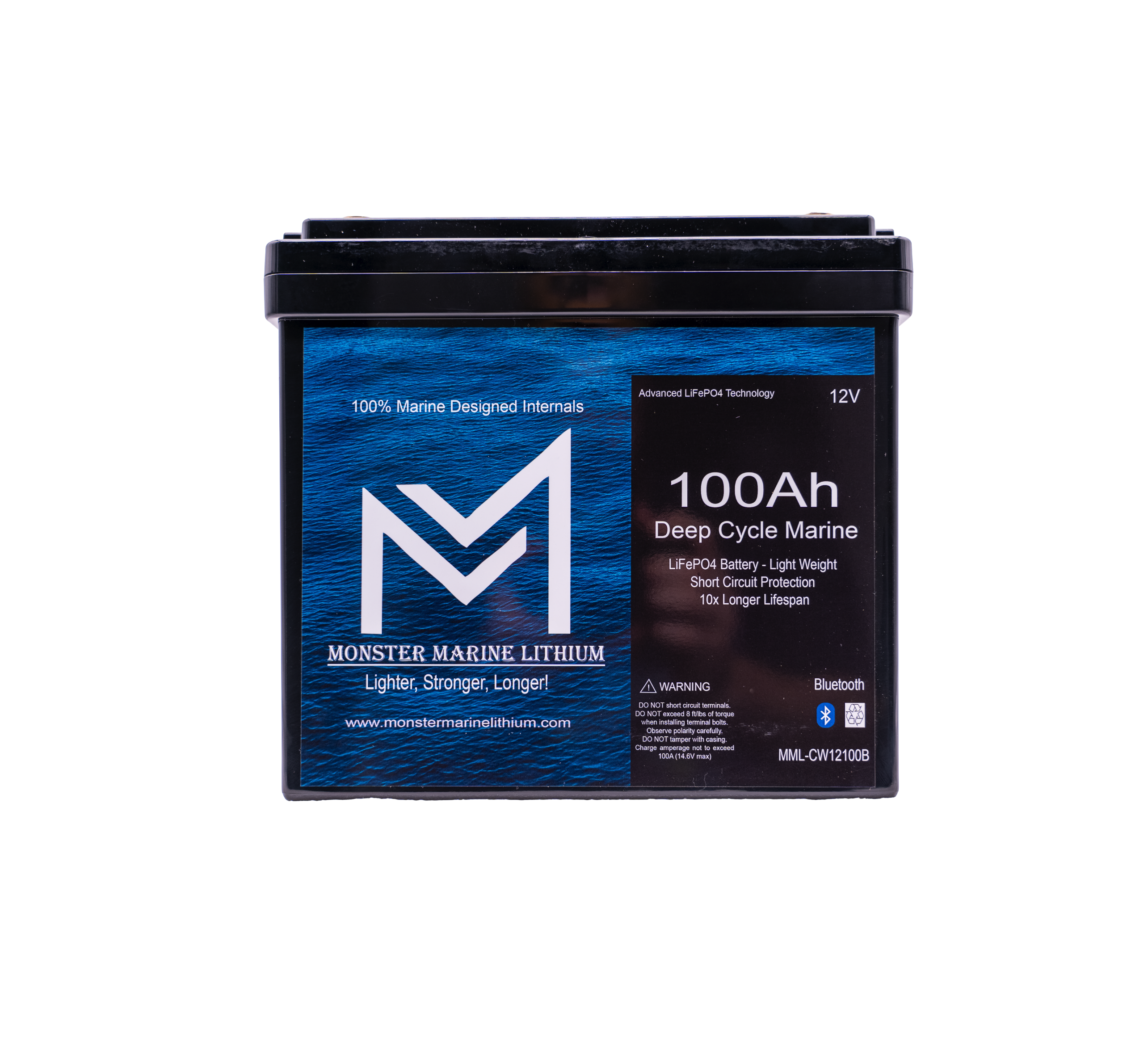 12v 100Ah Compact Bluetooth Deep Cycle Lithium Marine Battery Group 24