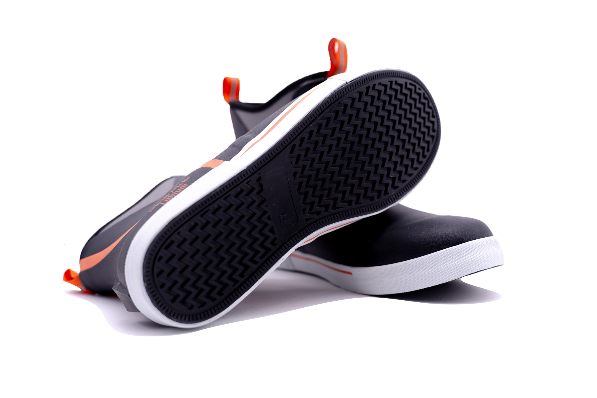 RAIN WARDENS -  BLACK AND ORANGE - WATERPROOF BOOTS