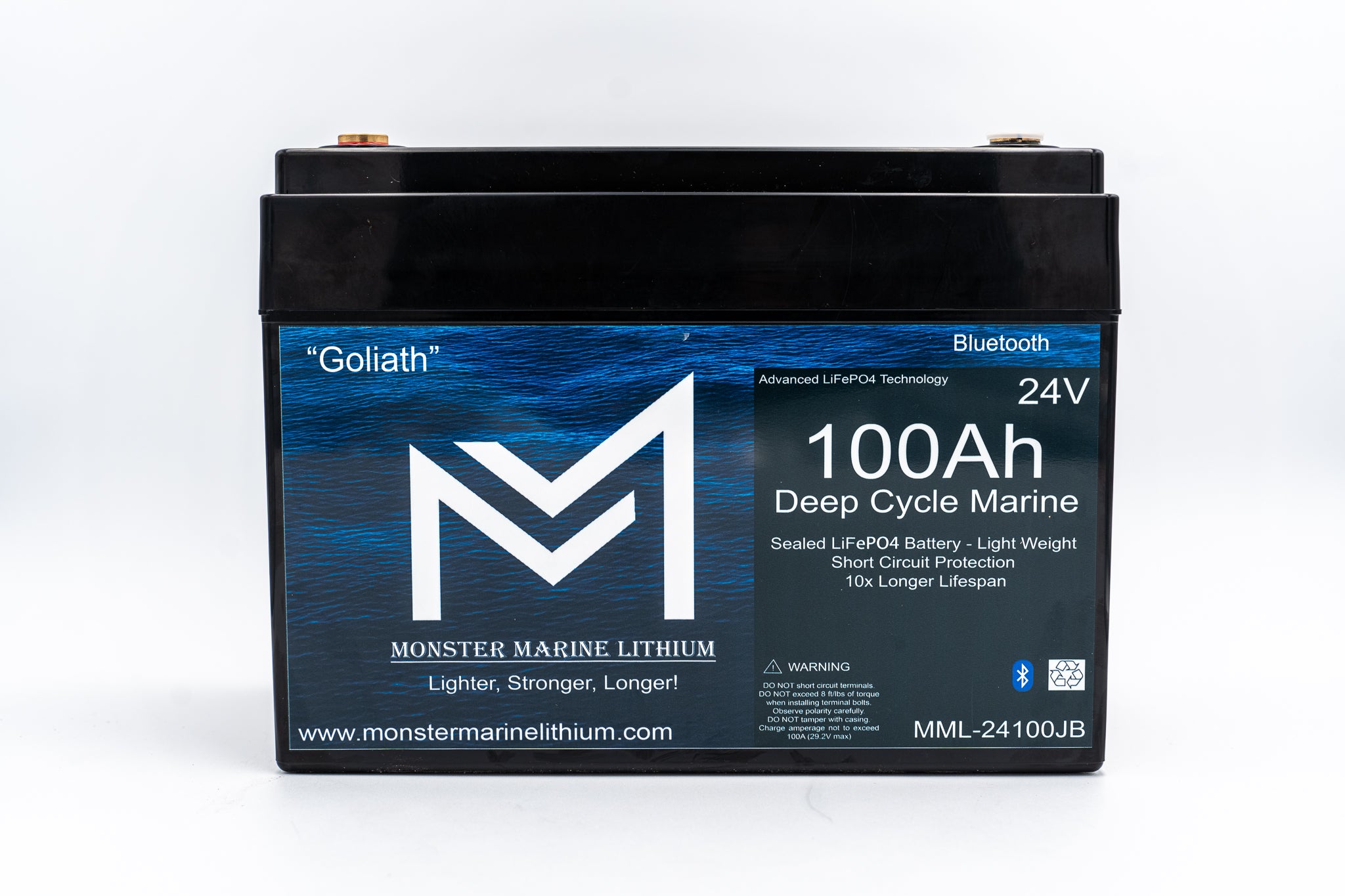 24V 100Ah Lithium Bluetooth Marine Trolling Battery "Goliath"