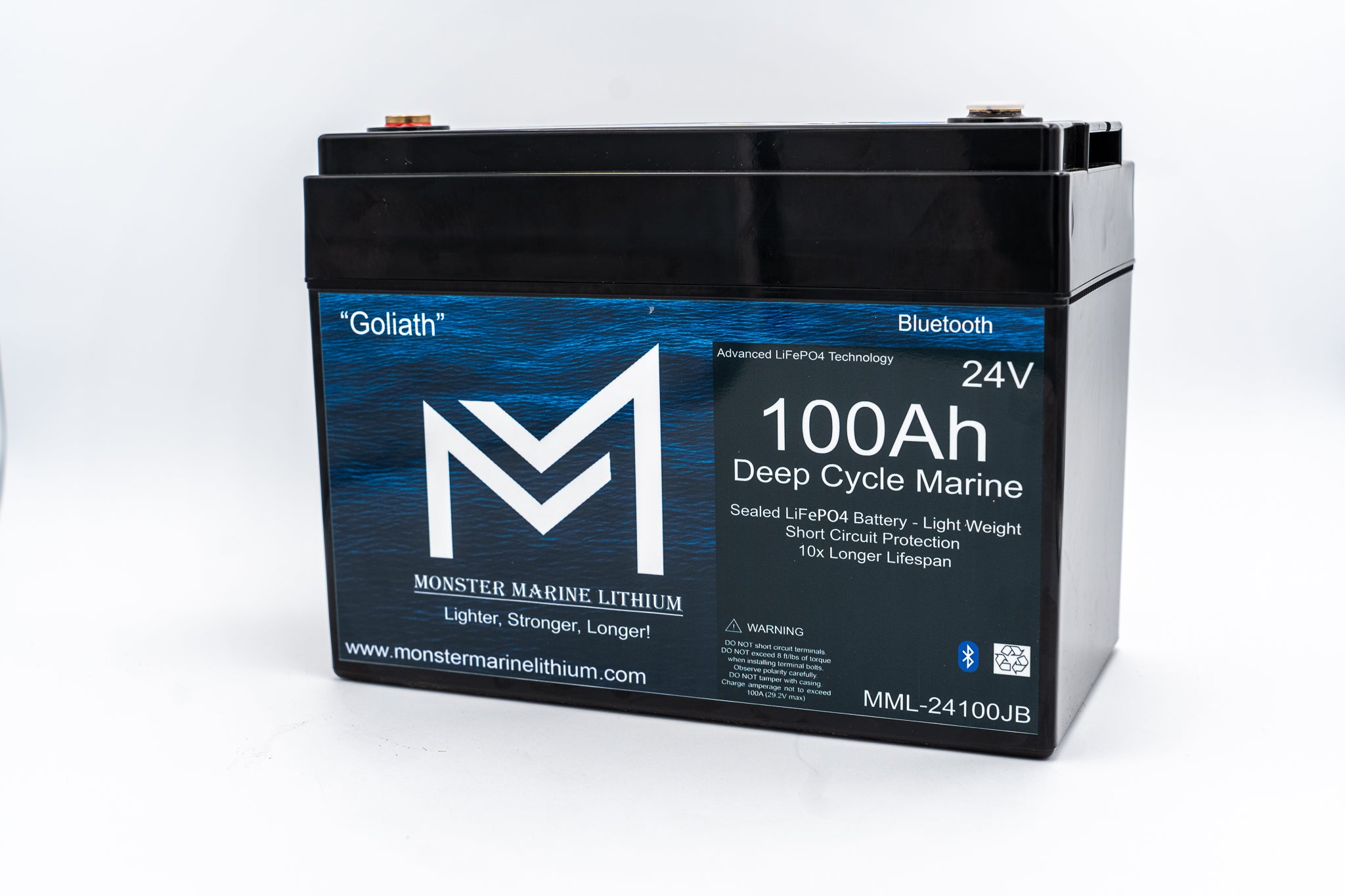 24V 100Ah Lithium Bluetooth Marine Trolling Battery "Goliath"