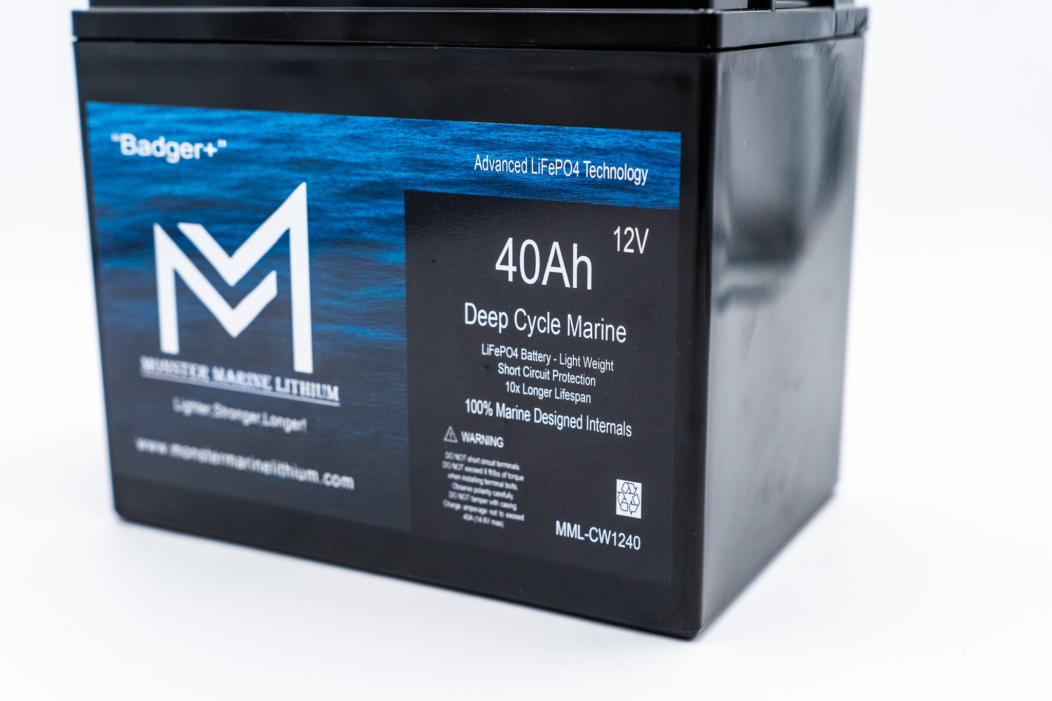 12v 40Ah Deep Cycle  Lithium Marine Battery "Viper" - MML-CW1240